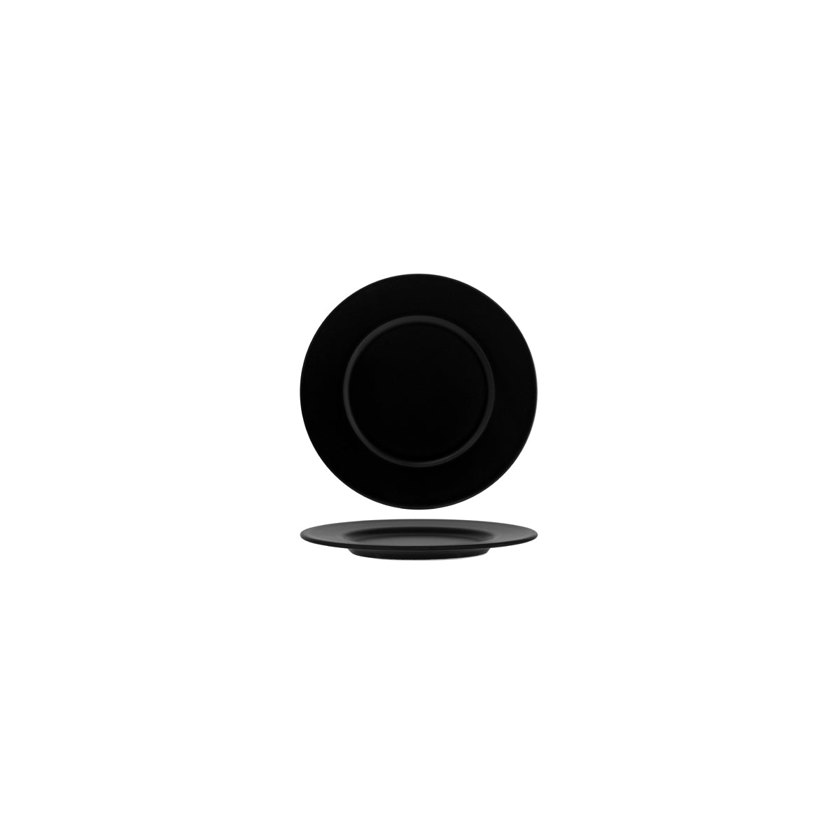 Notte Black Neat Round Plate W/Rim 160mm : Pack Of 6