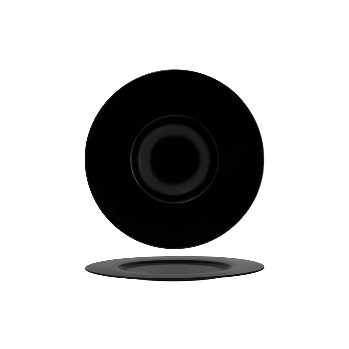 Notte Black Neat Round Plate W/Rim 320mm : Pack Of 6