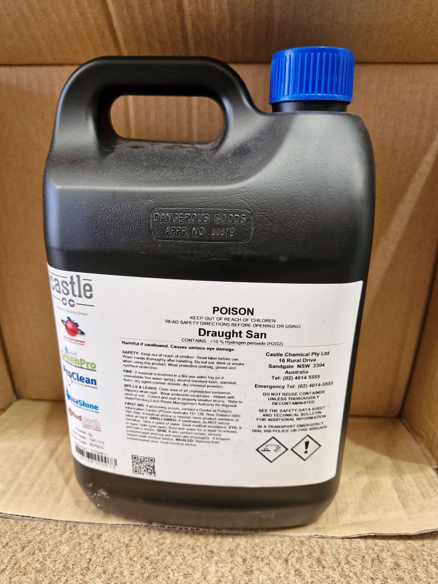 Draught San 5Lt - Beer Line
Sanitiser-Oxygenated (Equivalent To Dp2)