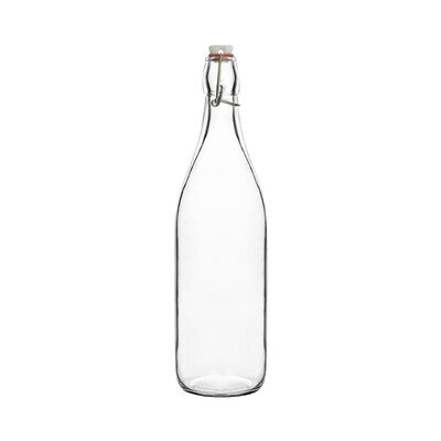 Glass Bottle - Clear, Round, 1.0Lt: Pack of 12