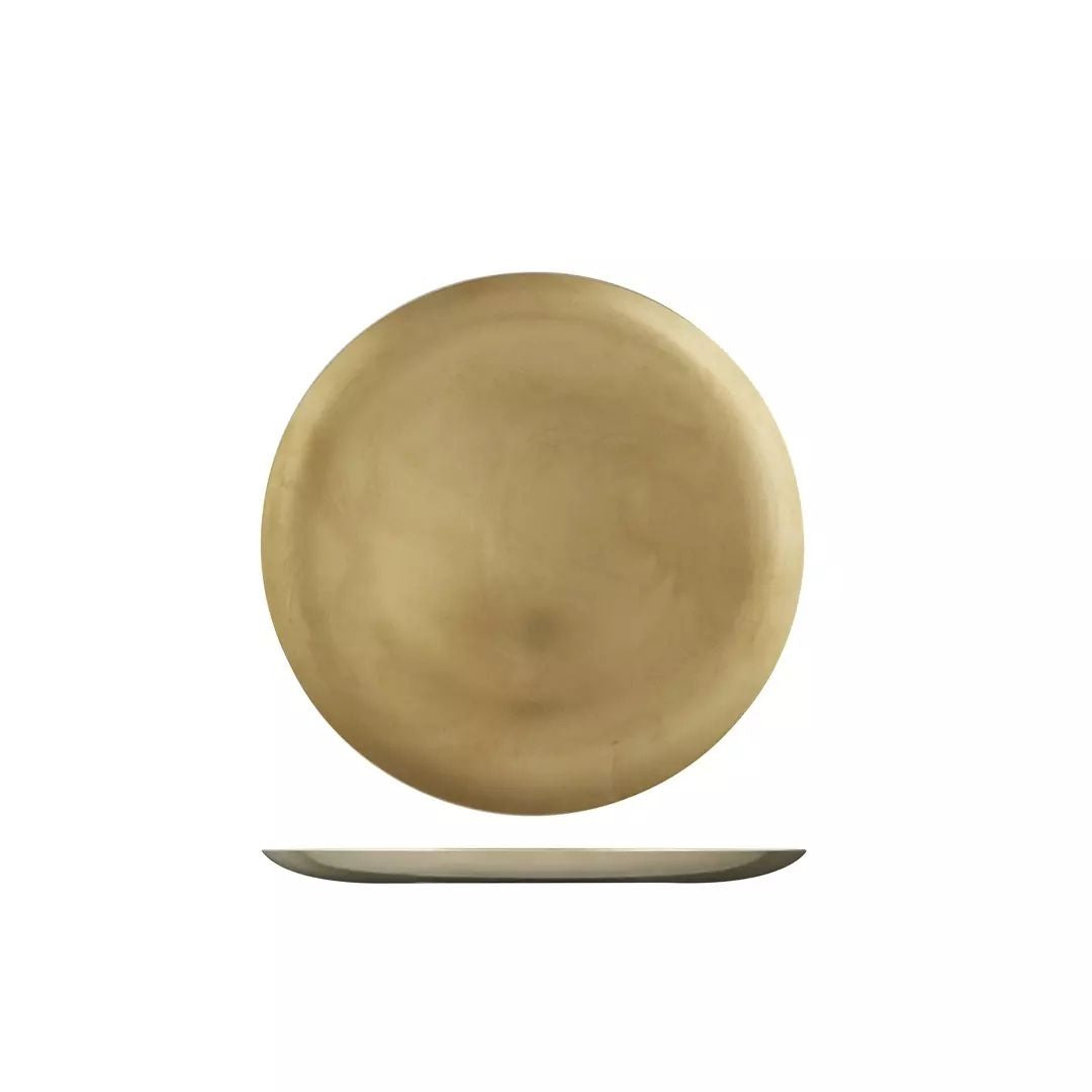 Vintage Serving-ware, Gold Round Coupe Plate, Moda - 210mm: Pack of 6