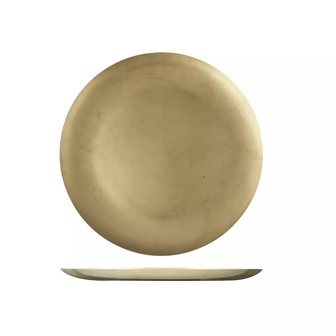 Vintage Serving-ware, Gold Round Coupe Plate, Moda - 230mm: Pack of 6
