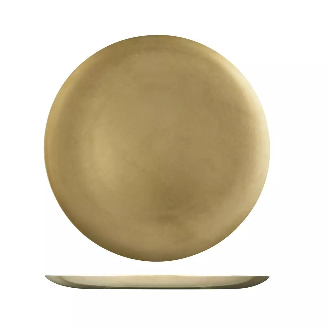 Vintage Serving-ware, Gold Round Coupe Plate, Moda - 260mm: Pack of 6