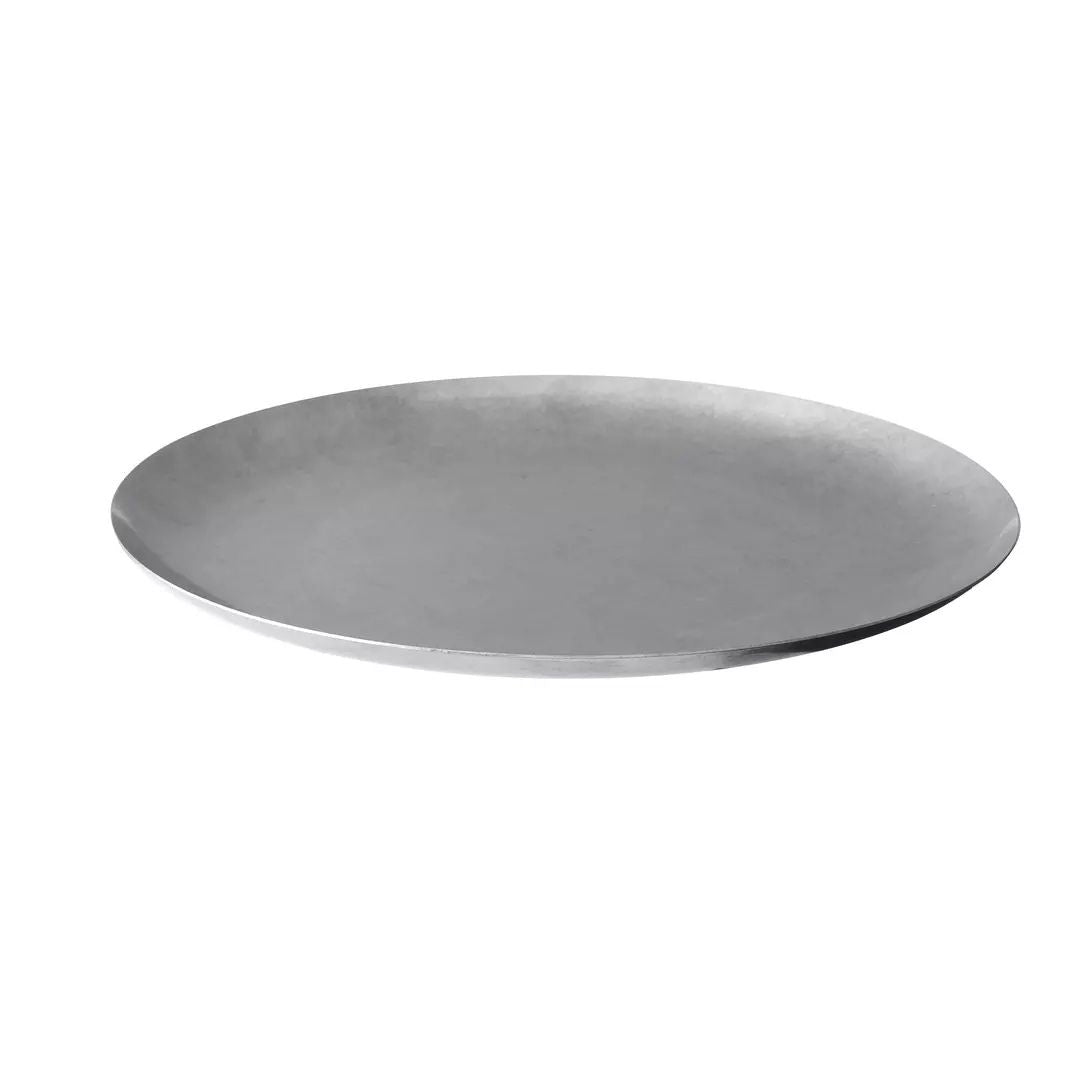 Round metal pan on a white background