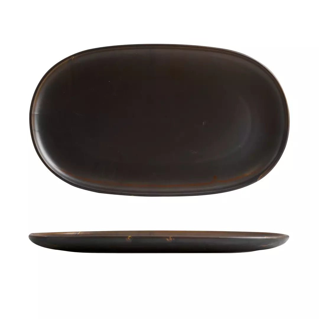 Oval Coupe Plate - 405 x 240mm, Rust: Pack of 3