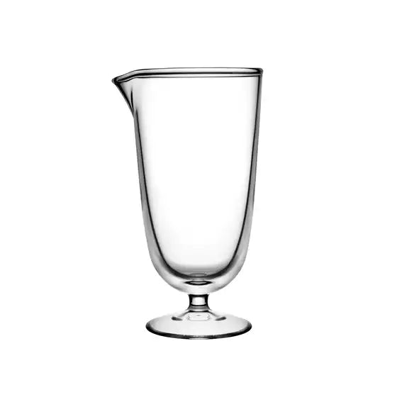 Clear glass with a wide base and narrow top on a white background
