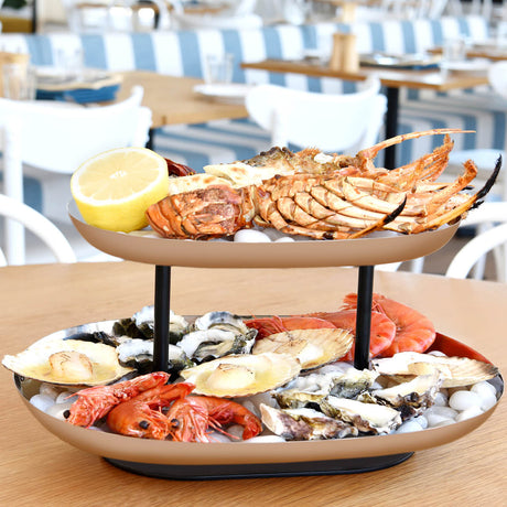 2-Tier Seafood Stand Stainless Steel / Iron, 380 x 260 x 195mm