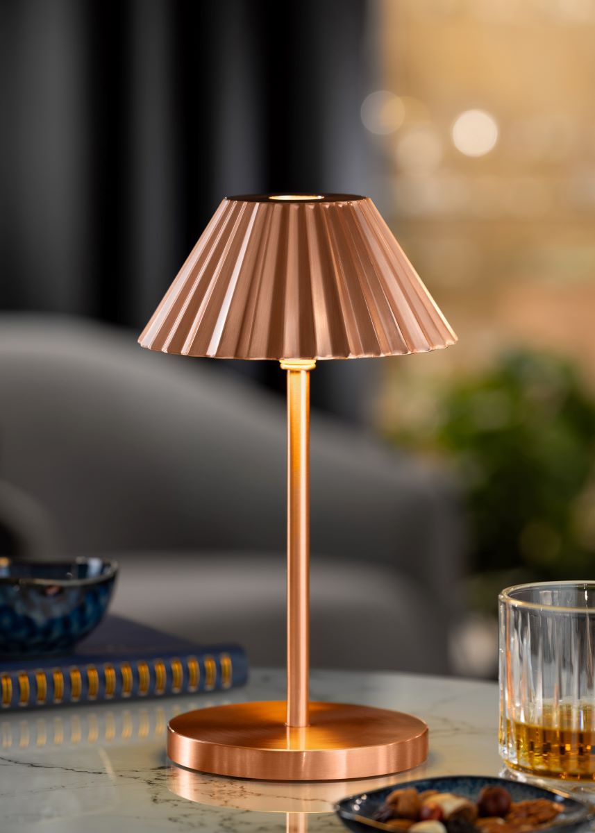 Aruba Led Cordless Lamp 230mm Brushed Copper