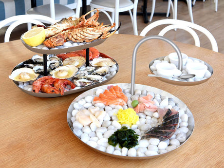 Round 2-Tier Seafood Stand Stainless Steel 360 x 360 x 240mm