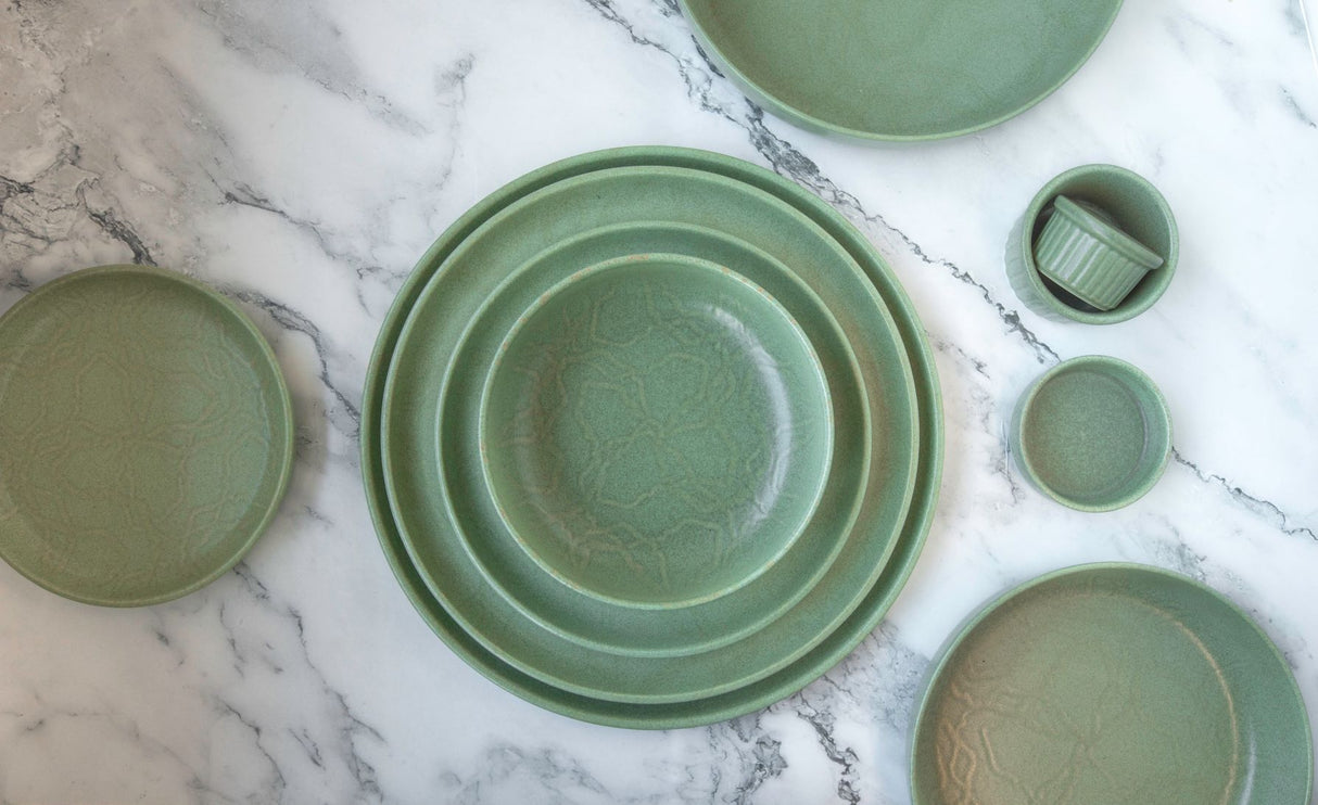 Round Walled Plate 210mm 22mm H NMC Maze Kale - Pack Of 6