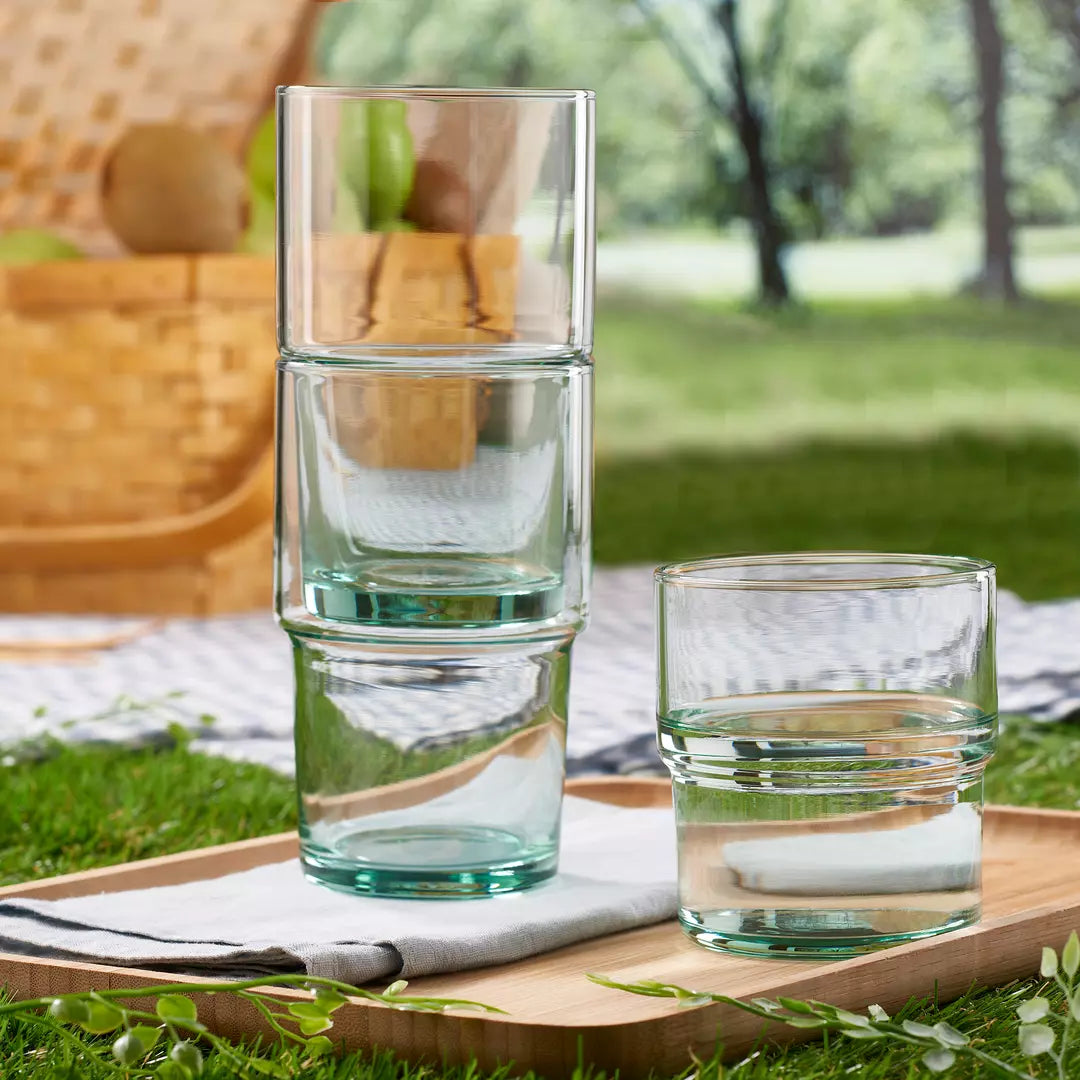 stackable tumblers in picnic setting