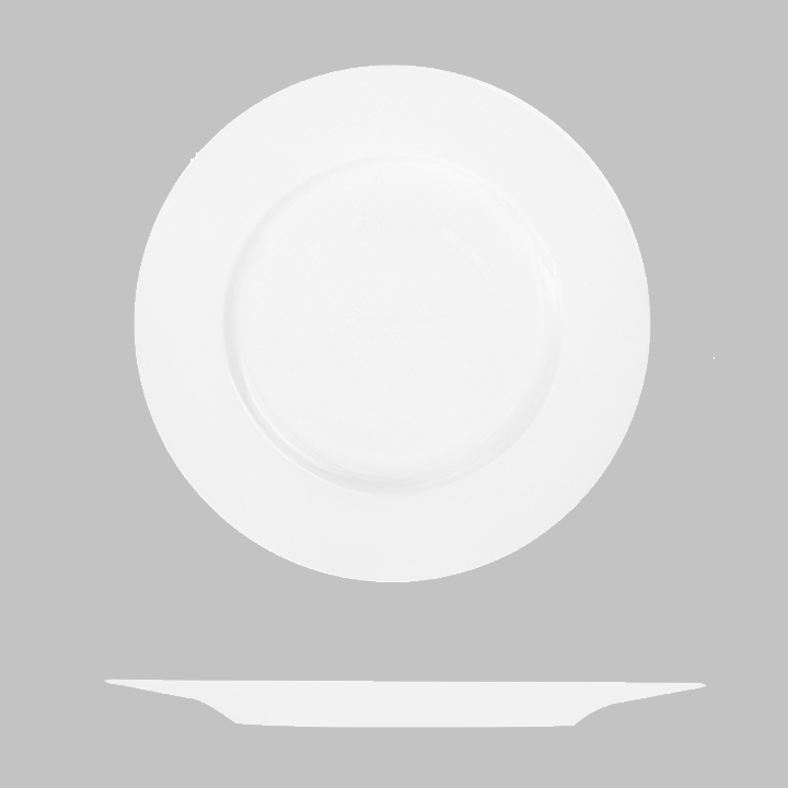 Fedra Round Flat Wide Rim Plate - 310mm: Pack of 6
