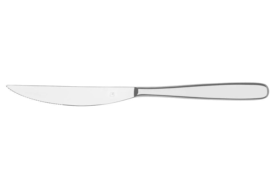 Silver knife on a white background