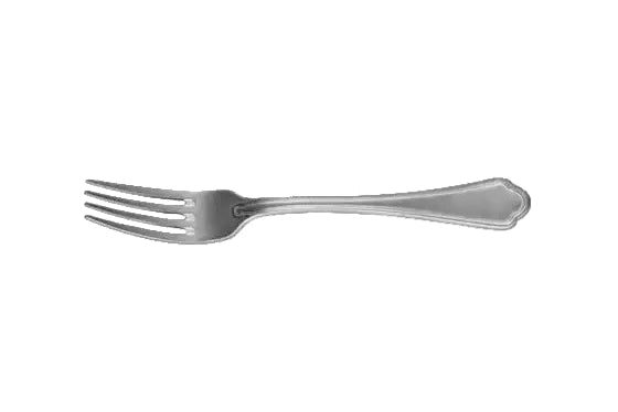 Stainless steel fork on a white background