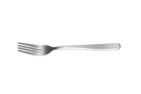 Stainless steel fork on a white background