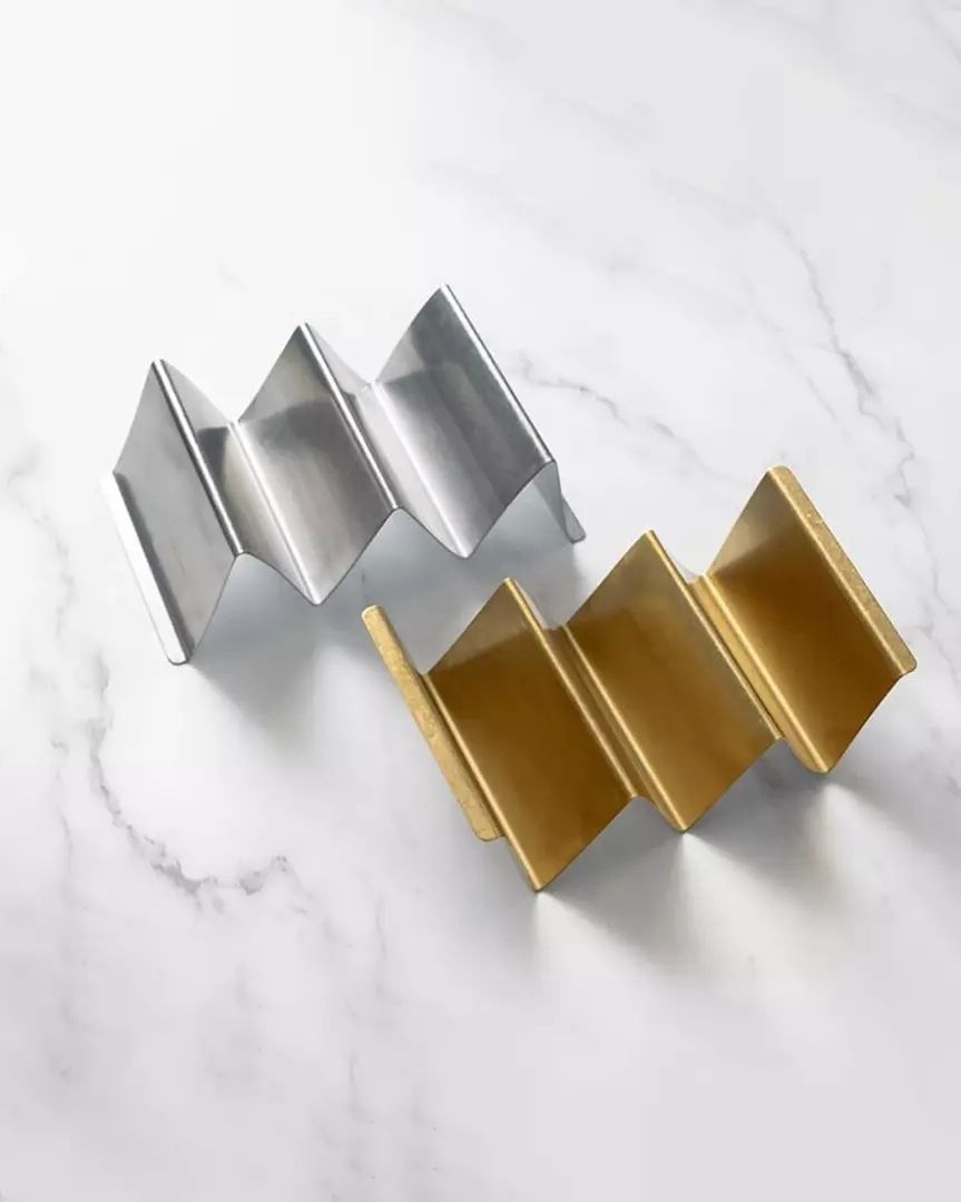 Vintage Serving-ware, Gold Reversible 3 Taco Stand, Moda: Pack of 12