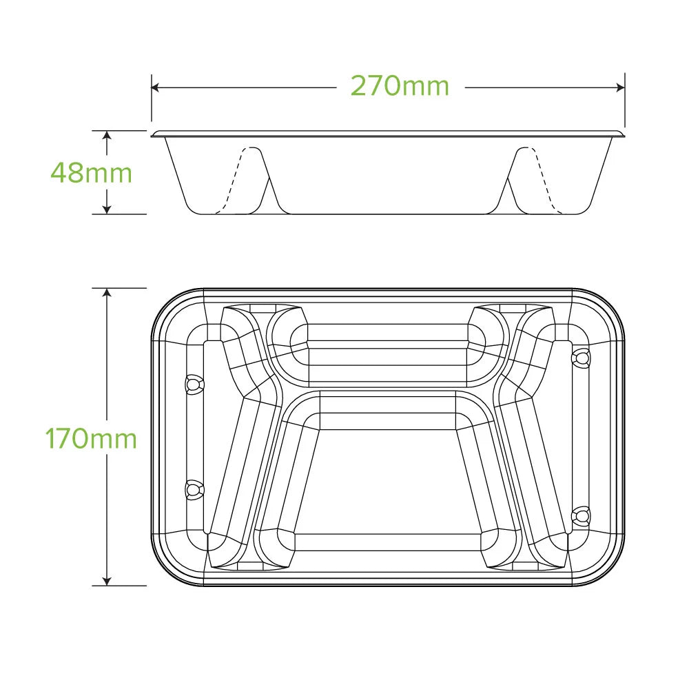 4-Compartment Base (270x170x46mm) - Natural - Carton of 300 units