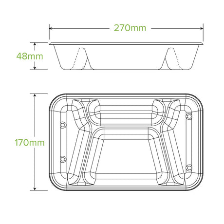 4-Compartment Base (270x170x46mm) - Natural - Carton of 300 units