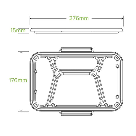 4-compartment Sugarcane lid (270x170mm) - Natural - Carton of 300 units