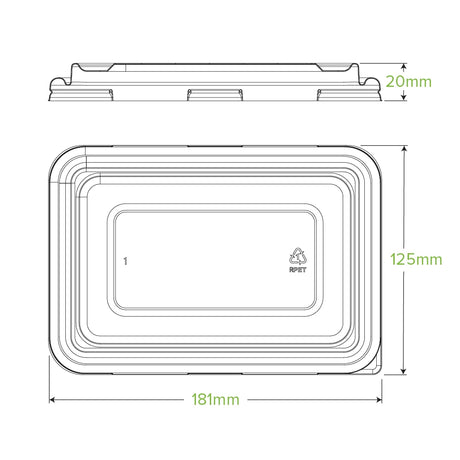 500 and 600ml base RPET lid - Clear - Carton of 500 units