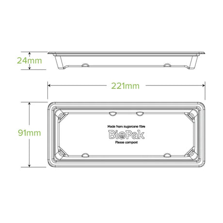 Long sushi tray - natural - Carton of 600 units