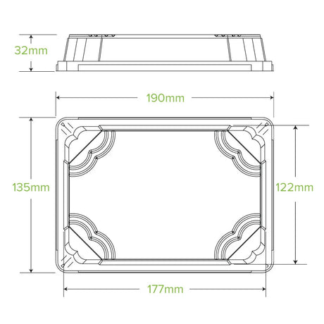 Medium sushi tray PLA lid - clear - Carton of 600 units