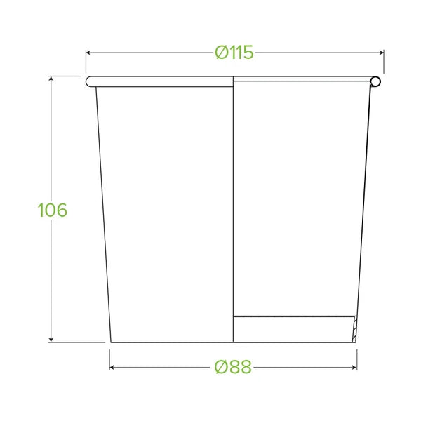 740ml Biobowl - White with Green Stripe - Carton of 500