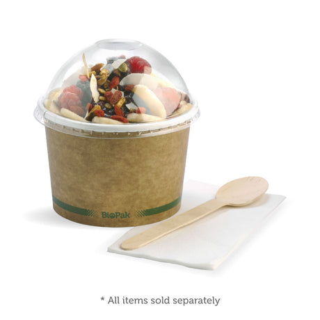 430ml (12oz) bowl - Kraft-look green stripe: Sleeve of 25 units