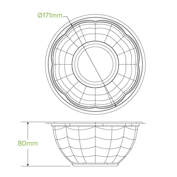 1,080ml Salad Bowl - Clear - Carton of 450 units