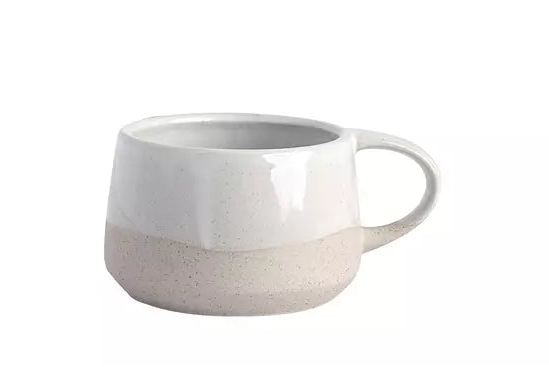 White coffee cup on white background