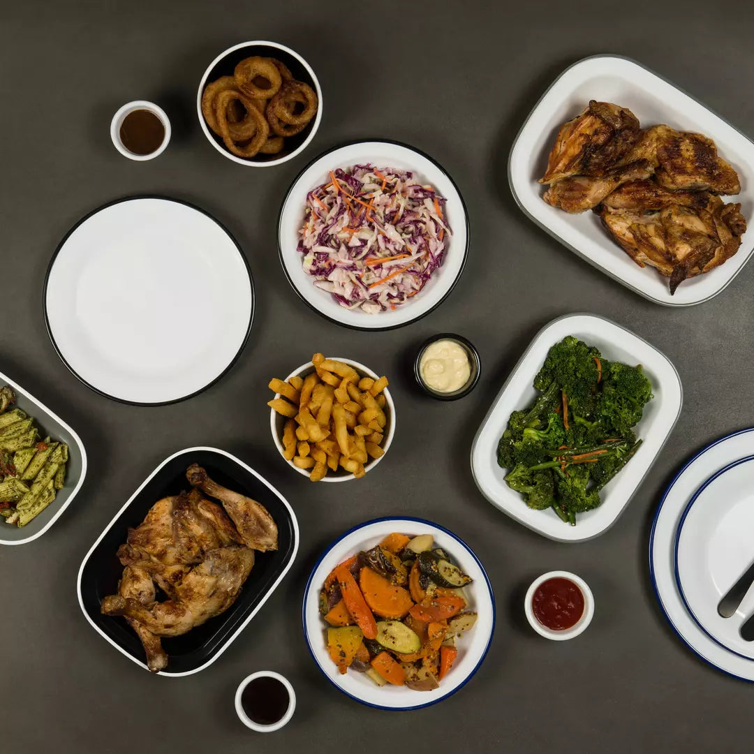 Rectangular Dish, 200 x 145 x 45mm, Melamine - White & Black: Pack of 12