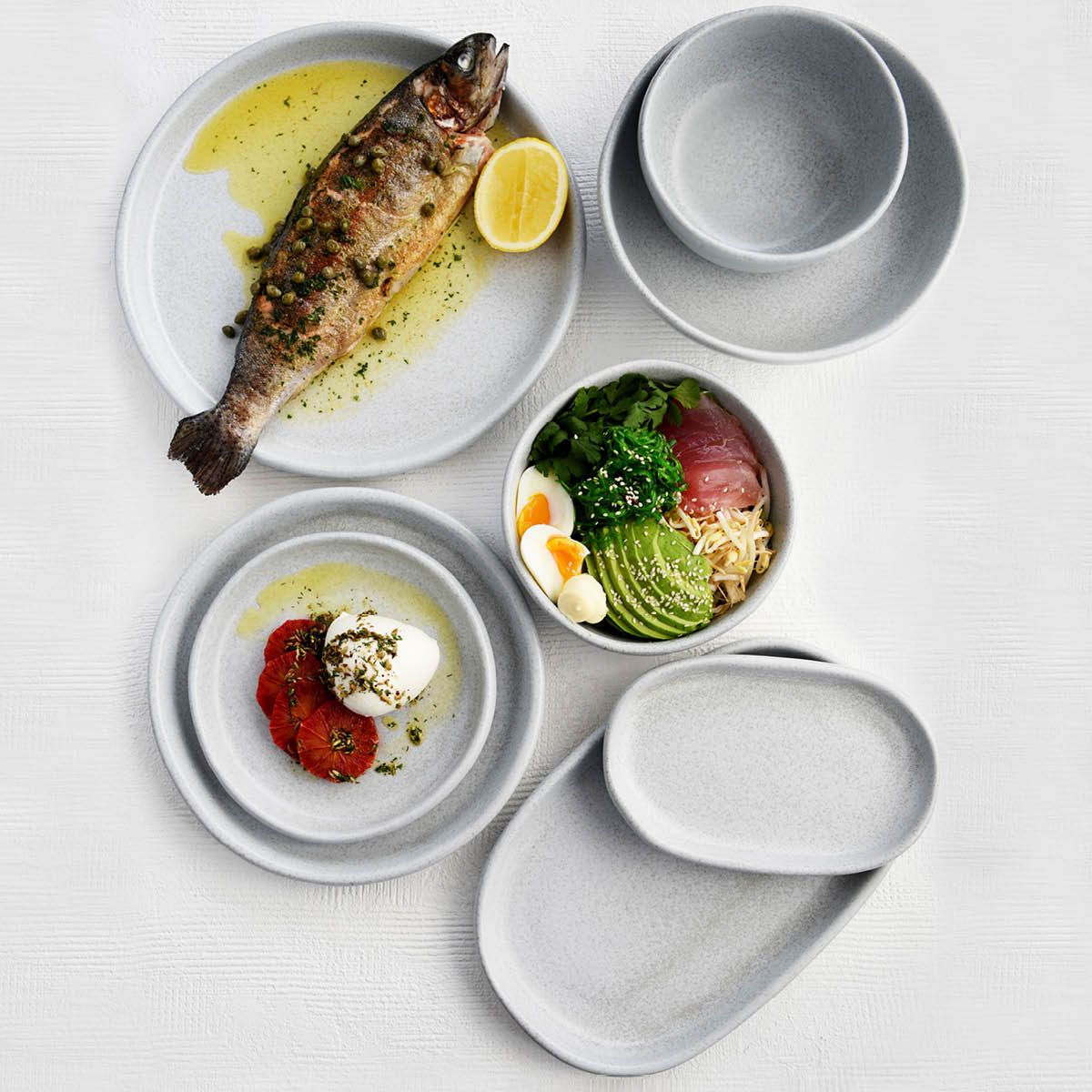 Tablekraft Naturals Ash Grey Oval Plate - 310 x 200 x 28Mm, Clay: Pack of 3