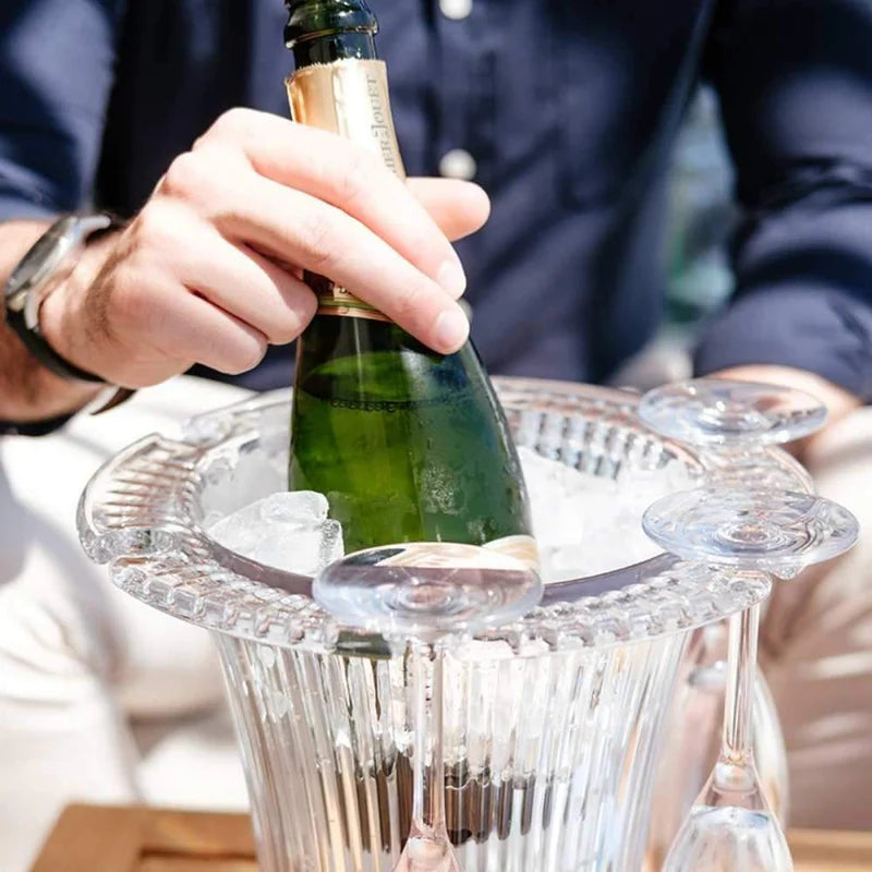 Unbreakable Bamboo Champagne Bucket 3.8L, with 6 x 145ml, Flutes, Polycarbonate