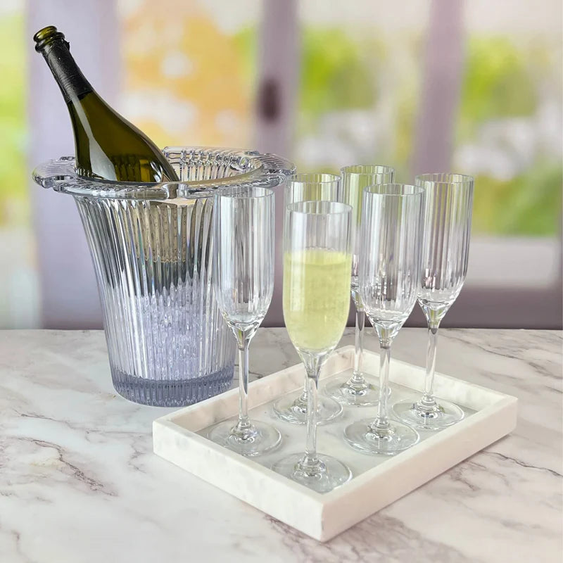 Unbreakable Bamboo Champagne Bucket 3.8L, with 6 x 145ml, Flutes, Polycarbonate