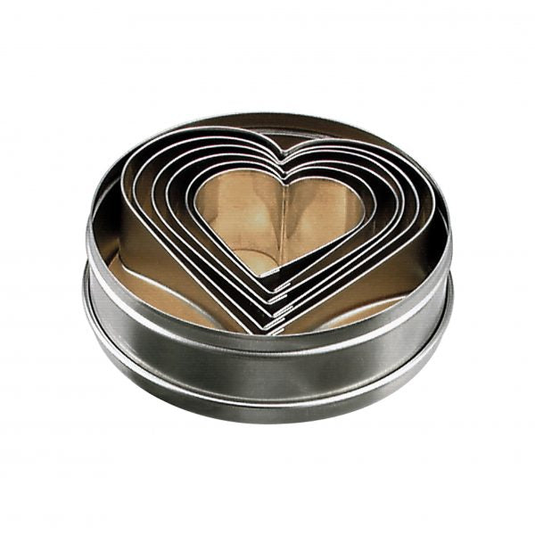 Heart Cutter Set (6pce) - 50-90mm from Chef Inox. made out of Tin Plated and sold in boxes of 1. Hospitality quality at wholesale price with The Flying Fork!