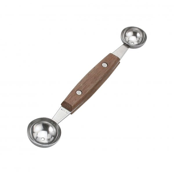 Double Ended Melon Baller from Ghidini. made out of Stainless Steel and sold in boxes of 12. Hospitality quality at wholesale price with The Flying Fork!