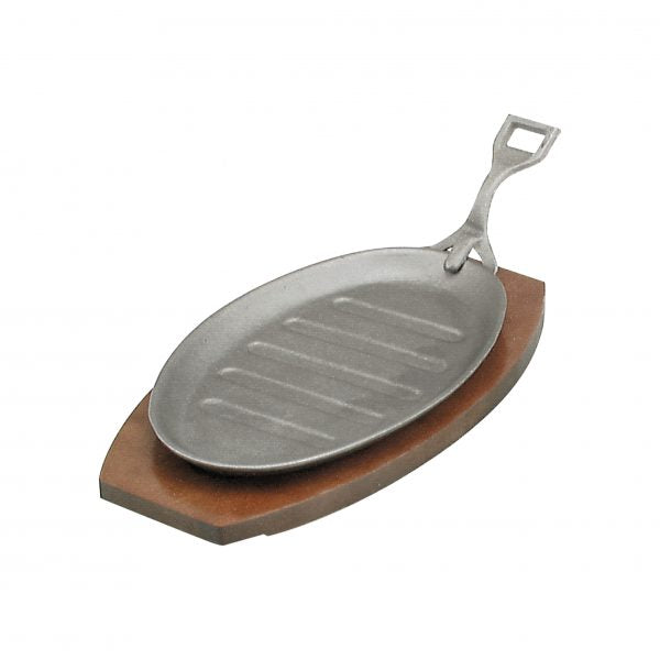Steak Sizzler With Handle Gray Finish - 290x180mm, Cast Iron from Chef Inox. made out of Cast iron and sold in boxes of 1. Hospitality quality at wholesale price with The Flying Fork!