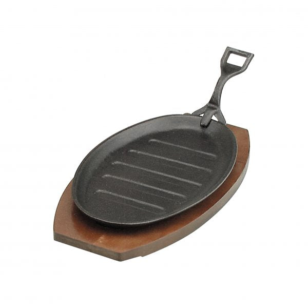 Steak Sizzler With Handle - 290x180mm, Black Hammerstone Cast Iron from Chef Inox. made out of Cast iron and sold in boxes of 12. Hospitality quality at wholesale price with The Flying Fork!