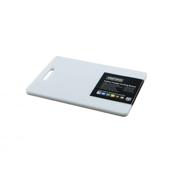 Polypropylene Cutting Board With Handle - 200x270x12mm, White from Chef Inox. made out of Polypropylene and sold in boxes of 6. Hospitality quality at wholesale price with The Flying Fork!
