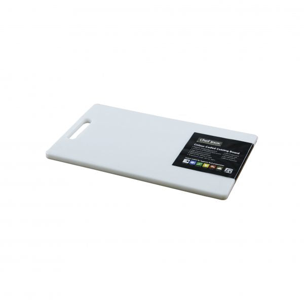 Polypropylene Cutting Board With Handle - 205x335x12mm, White from Chef Inox. made out of Polypropylene and sold in boxes of 6. Hospitality quality at wholesale price with The Flying Fork!