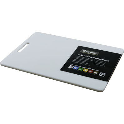 Polypropylene Cutting Board With Handle - 300x450x12mm, White from Chef Inox. made out of Polypropylene and sold in boxes of 6. Hospitality quality at wholesale price with The Flying Fork!