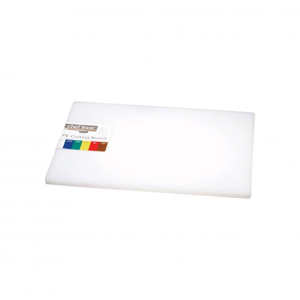 Polypropylene Cutting Board - 450x750x19mm, White from Chef Inox. made out of Polypropylene and sold in boxes of 5. Hospitality quality at wholesale price with The Flying Fork!