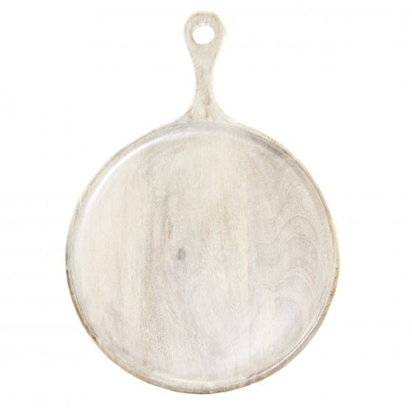 Round Serving Board With Handle - 250x350x15mm, Mangowood, White from Chef Inox. made out of Mangowood and sold in boxes of 1. Hospitality quality at wholesale price with The Flying Fork!
