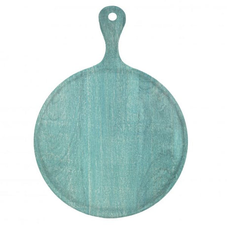 Round Serving Board With Handle - 300x400x15mm, Mangowood, Aqua from Chef Inox. made out of Mangowood and sold in boxes of 1. Hospitality quality at wholesale price with The Flying Fork!