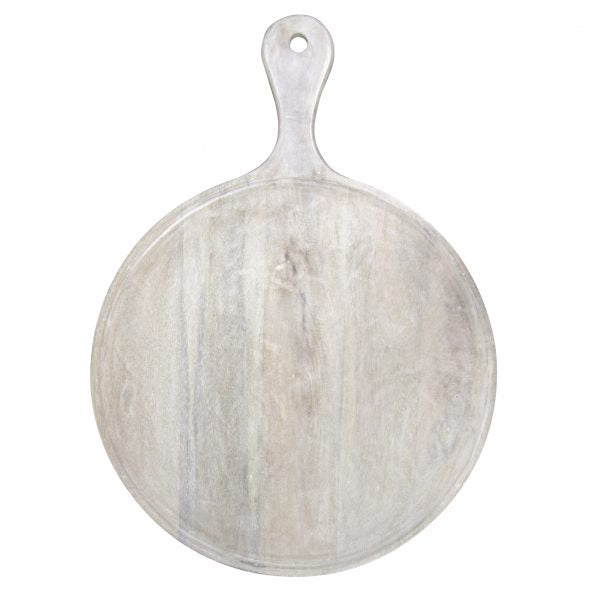 Round Serving Board With Handle - 570x780x35mm, Mangowood, White from Chef Inox. made out of Mangowood and sold in boxes of 1. Hospitality quality at wholesale price with The Flying Fork!