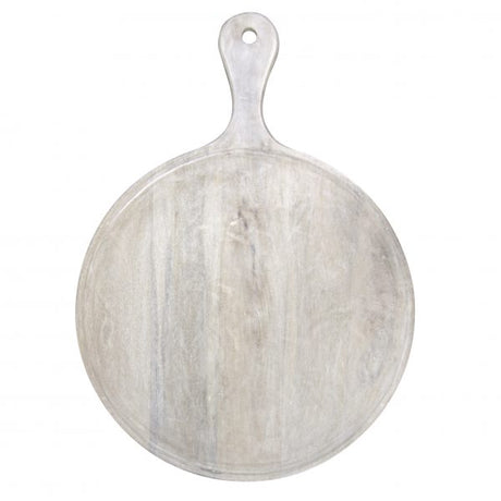 Round Serving Board With Handle - 570x780x35mm, Mangowood, White from Chef Inox. made out of Mangowood and sold in boxes of 1. Hospitality quality at wholesale price with The Flying Fork!