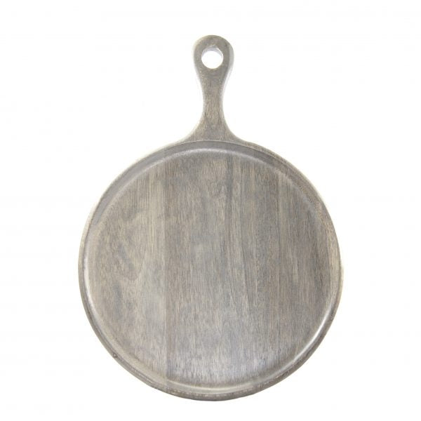 Round Serving Board With Handle - 250x350x15mm, Mangowood, Grey from Chef Inox. made out of Mangowood and sold in boxes of 1. Hospitality quality at wholesale price with The Flying Fork!