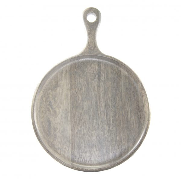 Round Serving Board With Handle - 300x400x15mm, Mangowood, Grey from Chef Inox. made out of Mangowood and sold in boxes of 1. Hospitality quality at wholesale price with The Flying Fork!