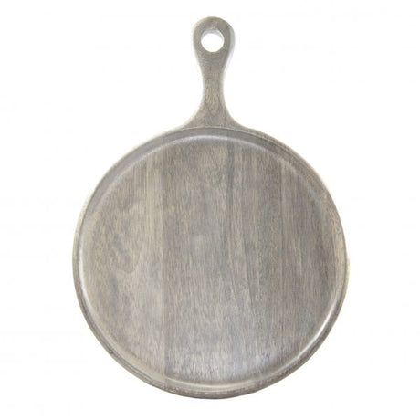 Round Serving Board With Handle - 300x400x15mm, Mangowood, Grey from Chef Inox. made out of Mangowood and sold in boxes of 1. Hospitality quality at wholesale price with The Flying Fork!