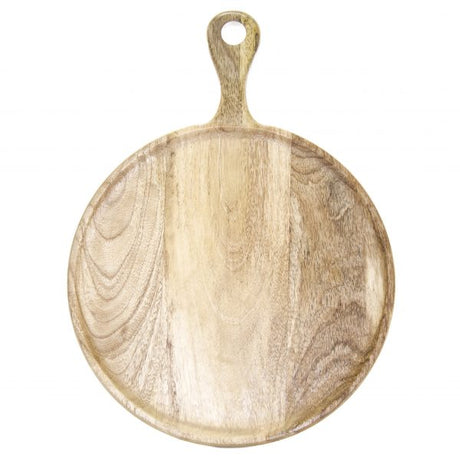 Round Serving Board With Handle - 300x400x15mm, Mangowood, Natural from Chef Inox. made out of Mangowood and sold in boxes of 1. Hospitality quality at wholesale price with The Flying Fork!
